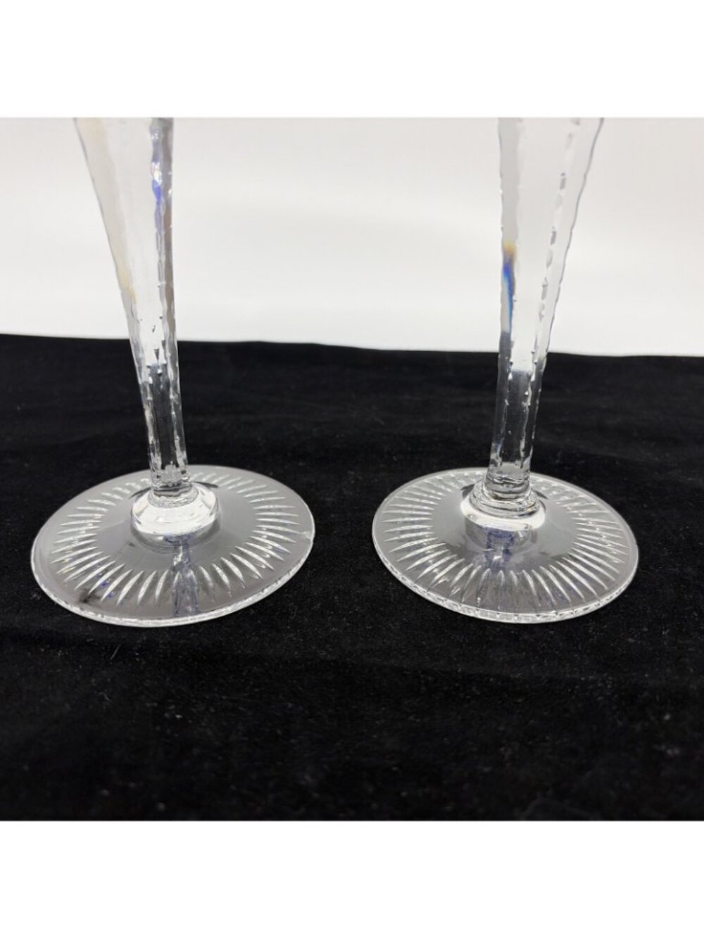 Vintage Ajka Marsala Cobalt Blue Tall Hock Wine Glasses Cut to Clear Pair 8" - Picture 3 of 8